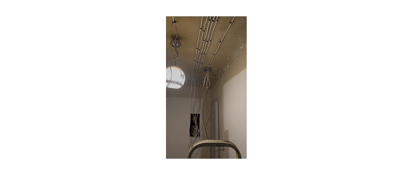 Wiring installation on the ceiling