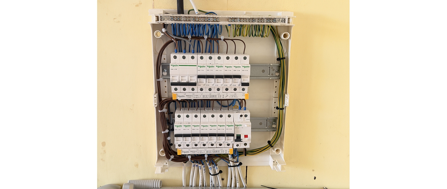 Detailed view of the power distribution panel