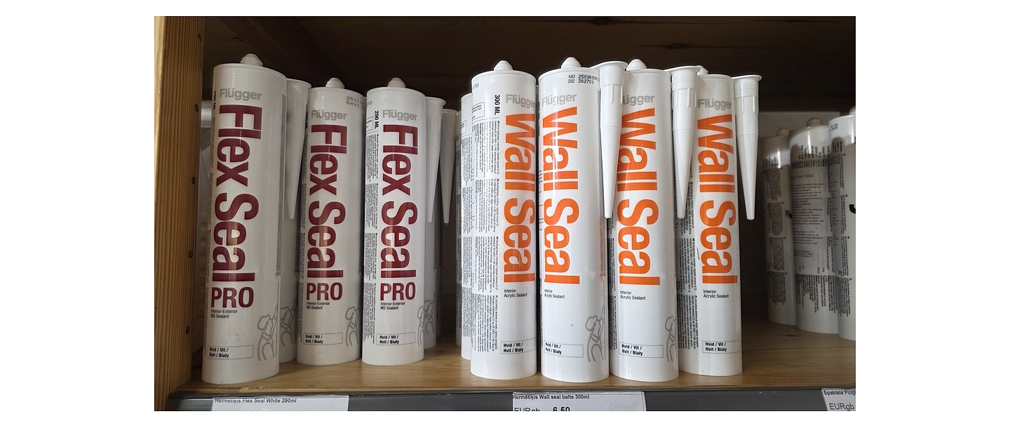 Flugger hermētiķu stends Profcentrs veikalā