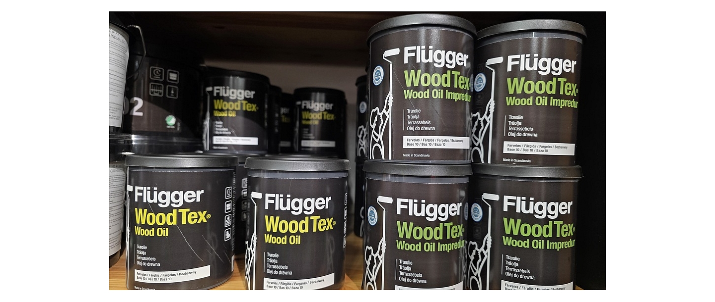 Flugger WoodTex Oil Impredur stand in the Profcentrs store