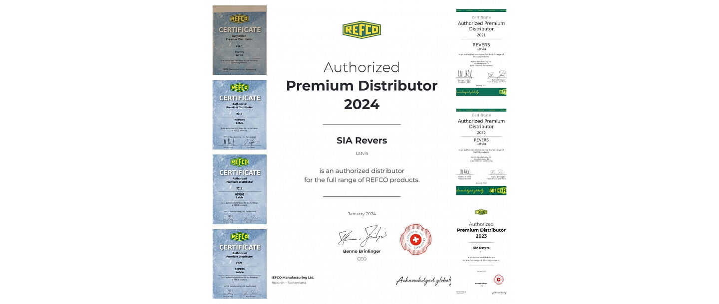 SIA FIRMA &quot;REVERS&quot; is the authorized distributor of REFCO MANUFACTURING premium