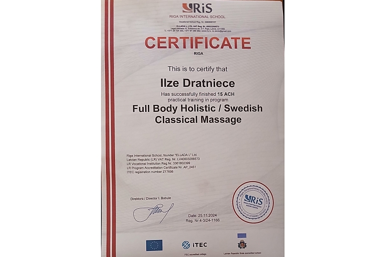 Full body holistic( swedish classical) massage certificate
