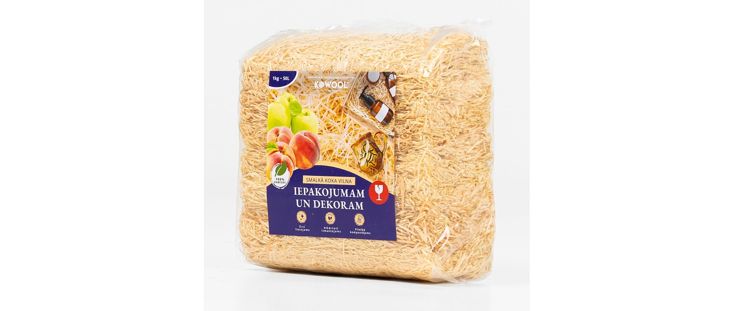 Wood wool for packaging and decoration