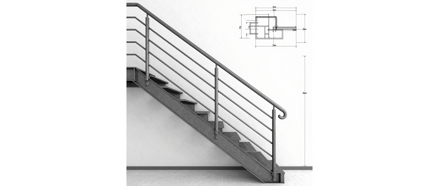 Metal stair railings