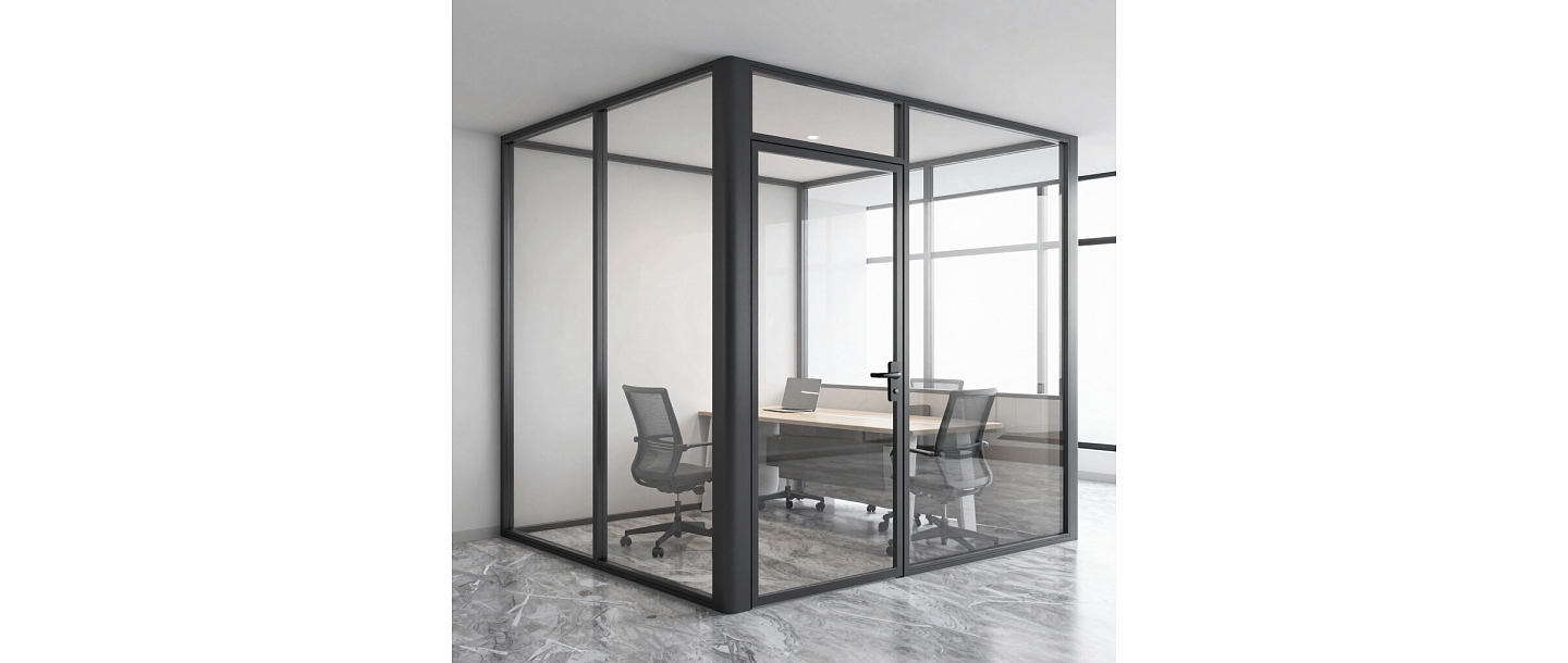 Glass and metal office structure