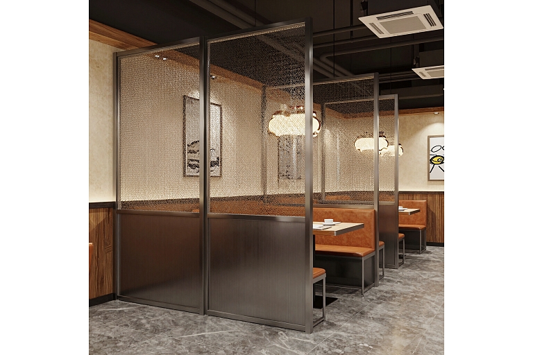 Metal and glass partitions in the interior