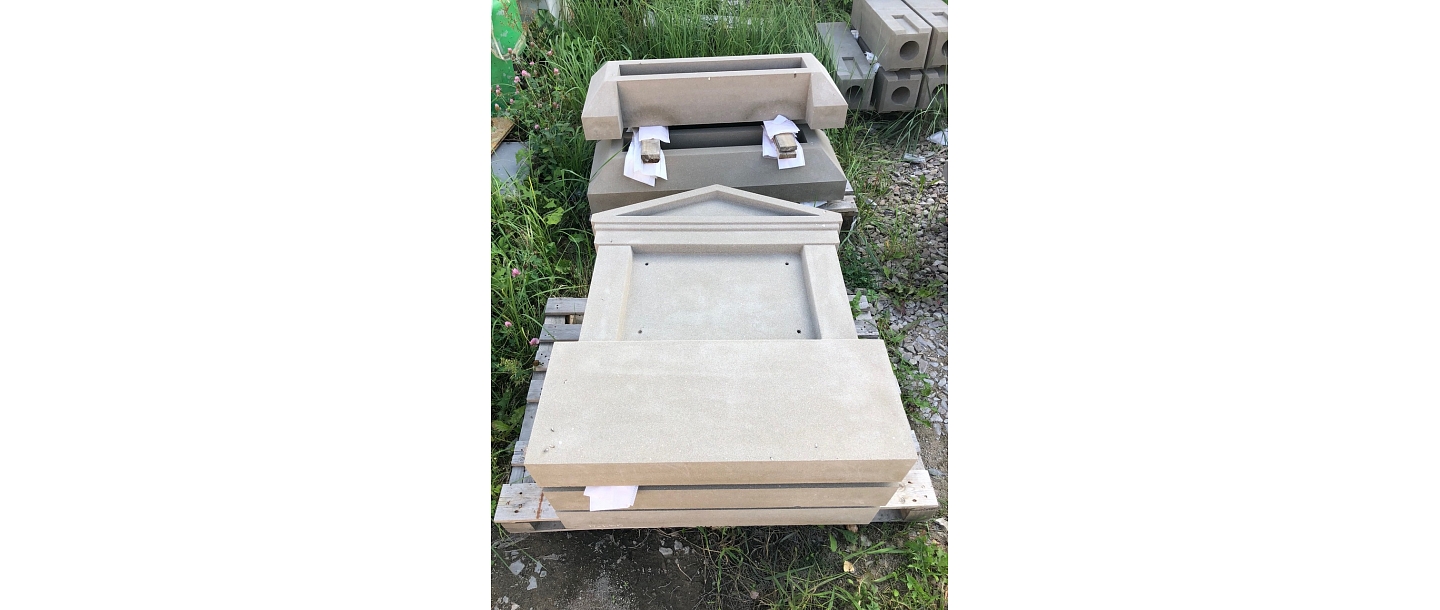 Tombstones and plaques.