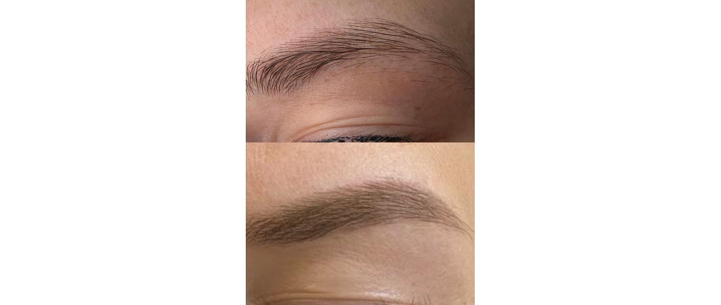 Eyebrow permanent makeup - before and after healing