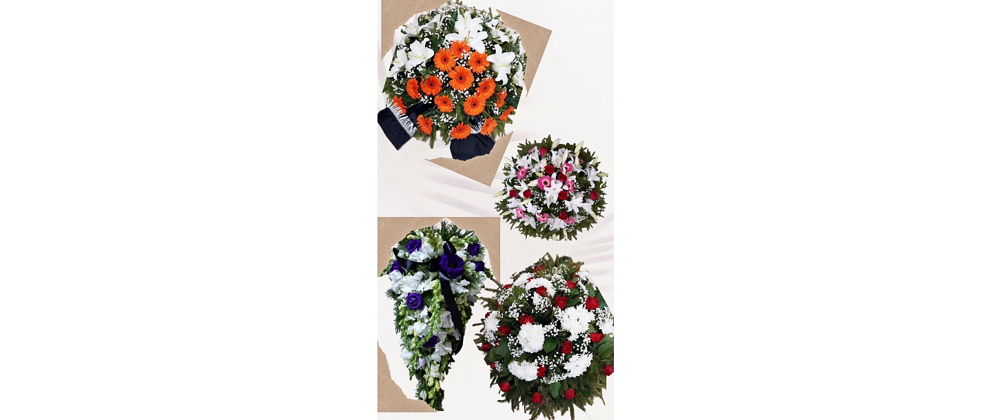 Flowers, funeral bouquets, wreaths