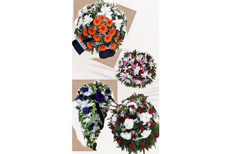 Flowers, funeral bouquets, wreaths