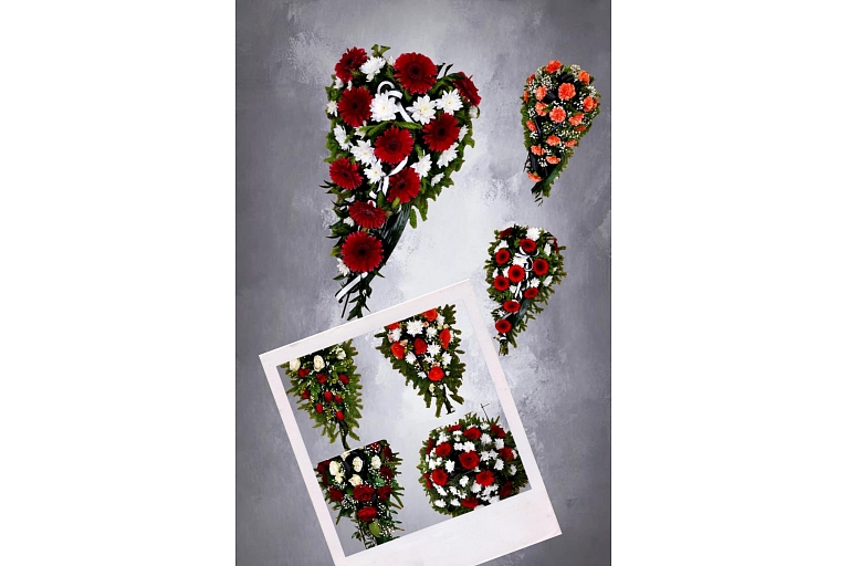 Flowers, funeral bouquets, wreaths