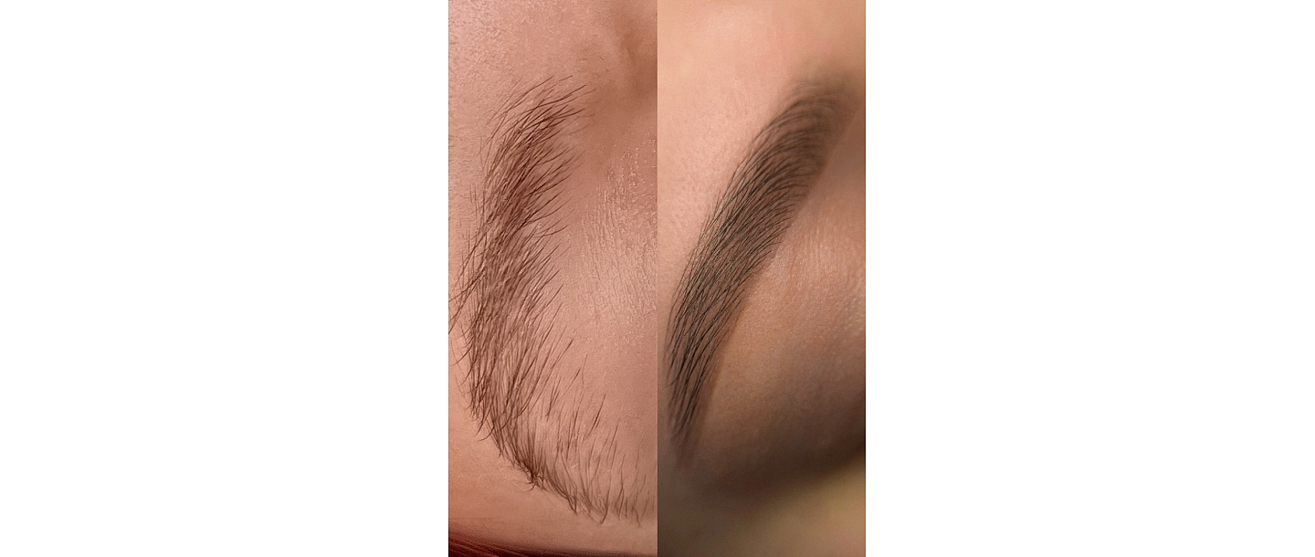 Eyebrow permanent makeup before and after