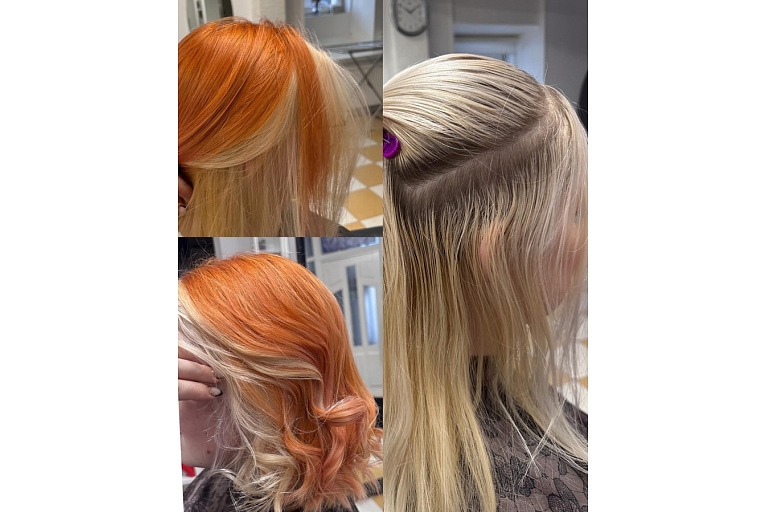Orange hair strands