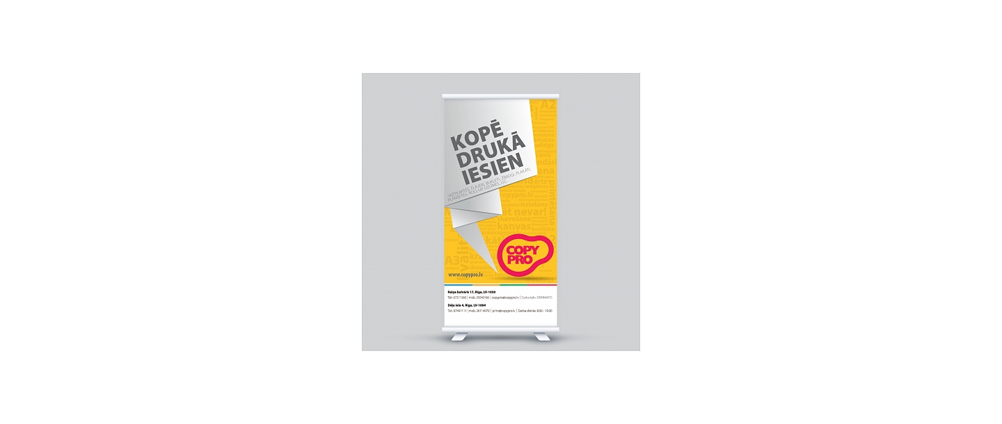 Roll up reklāmas stendu izgatavošana
