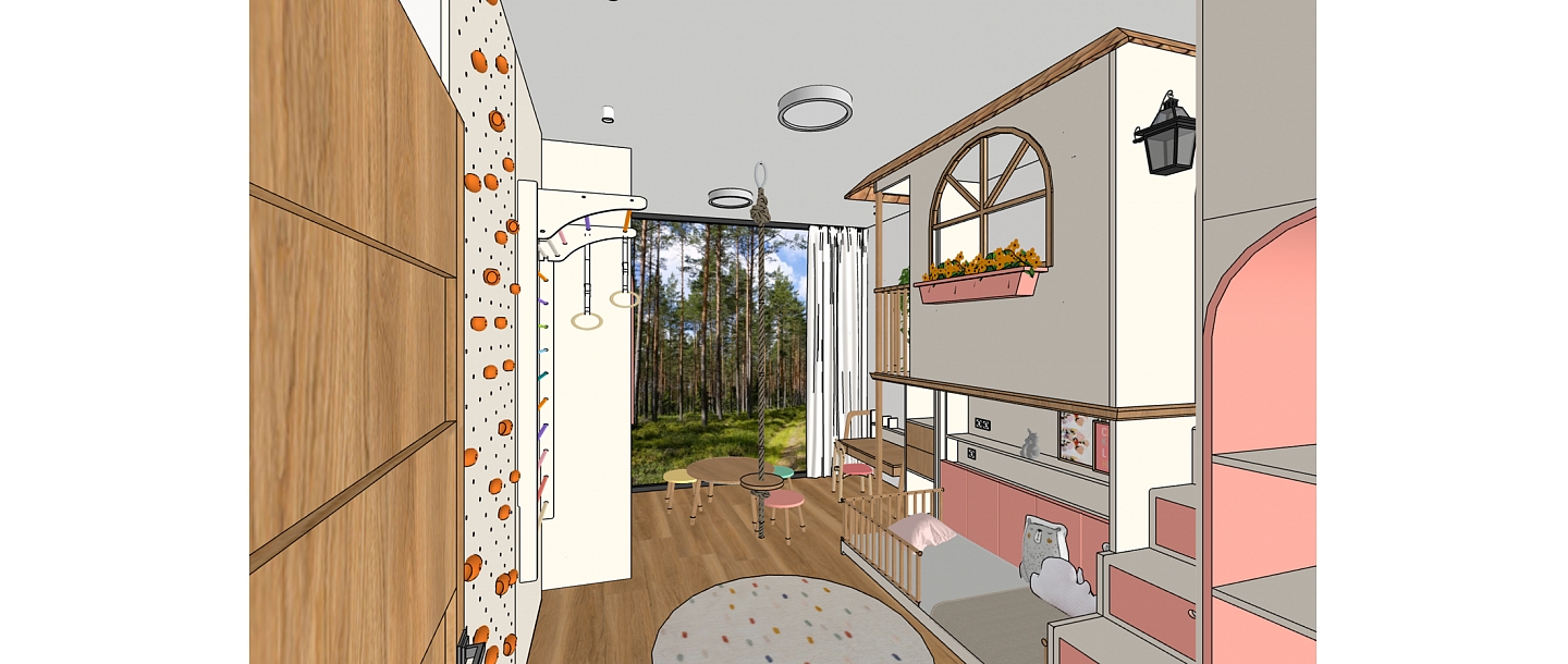Wooden room, Nursery interior design