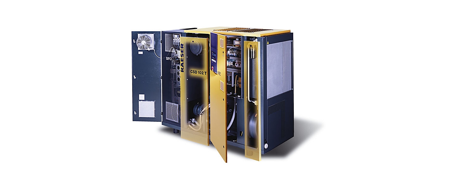 Screw type compressor with refrigeration type dryer