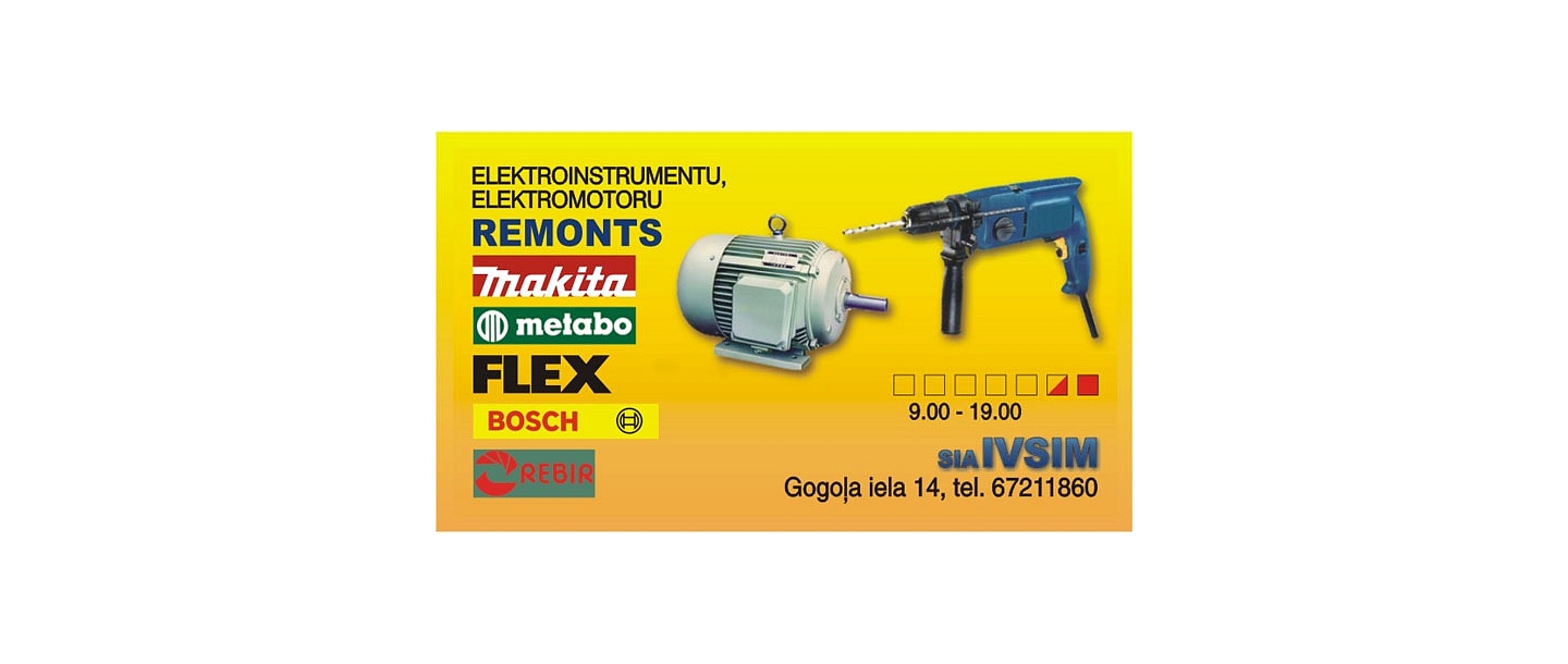 Electric tools, electro-technical equipment and electric material repair