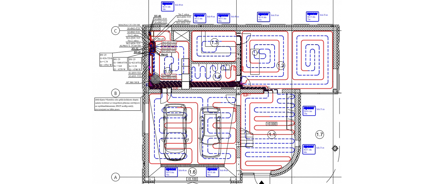 Design of a warm floor heating system for the garage and premises