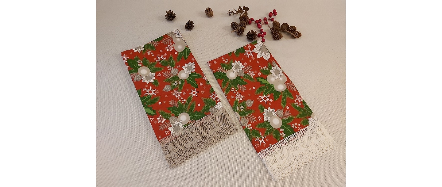 set of two linen towels - Spruce branches.