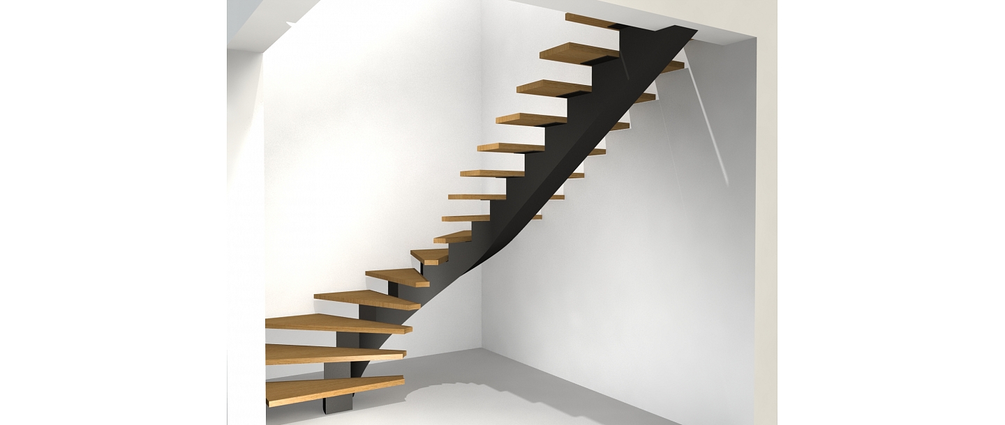Non-standard design curved metal stairs for a private house