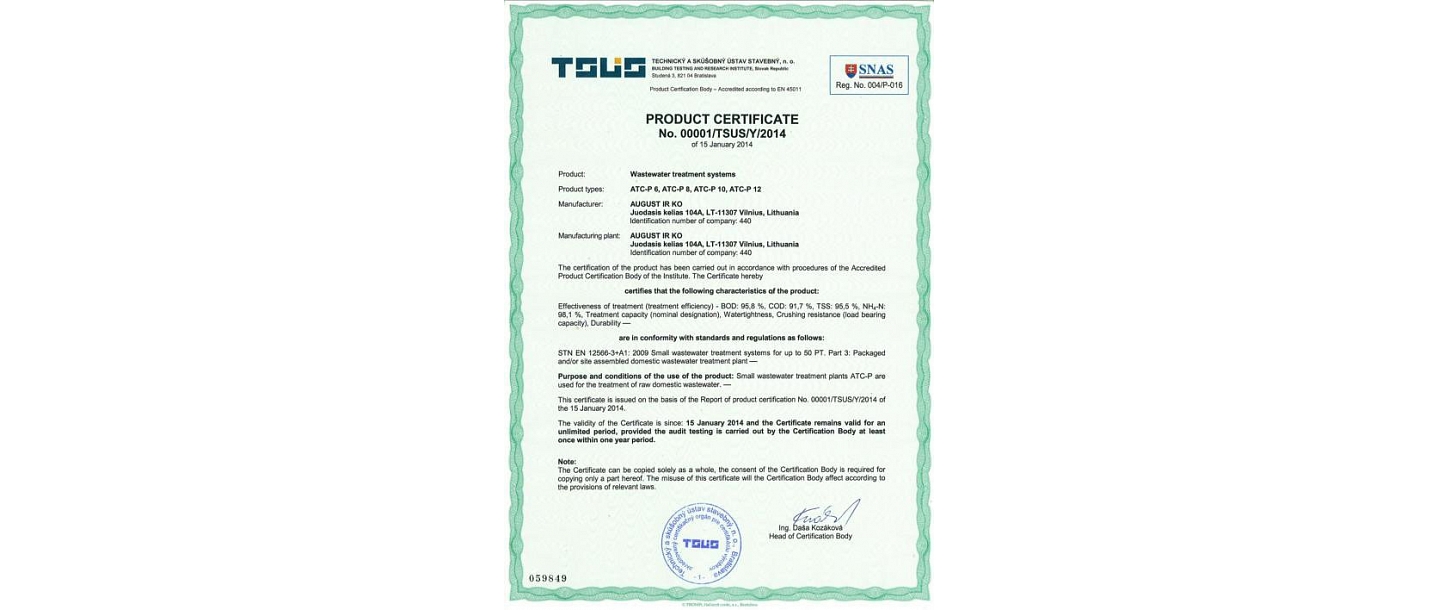 Product certificate