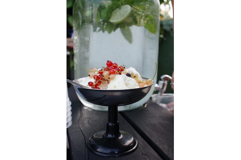 Healthy dessert with fresh berries