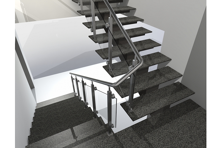 Stikla margas metāla kāpnēm ar elegantu dizainu