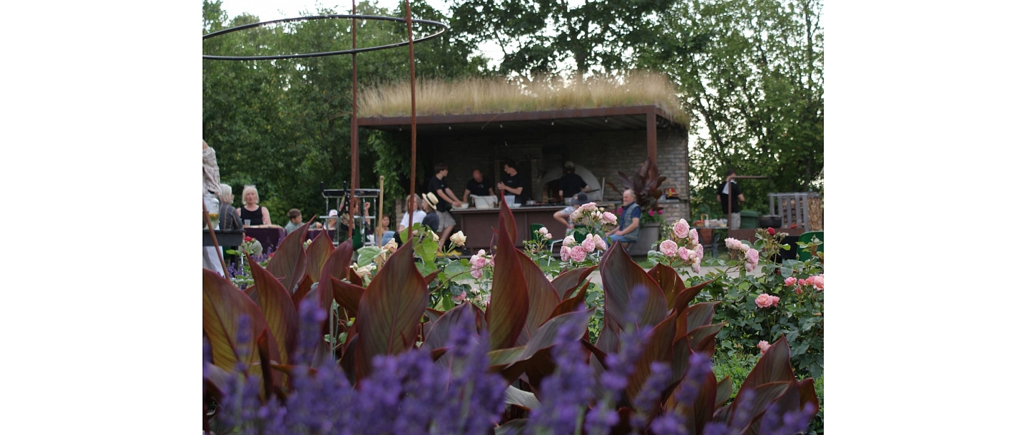 Farm guests enjoying food