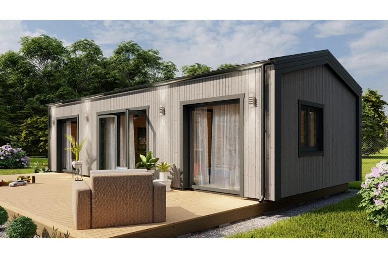 Milled log insulated residential house