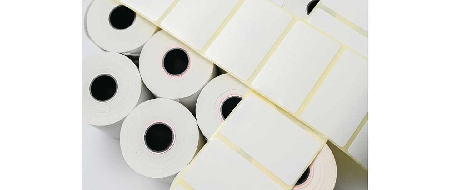 Black and white labels in rolls