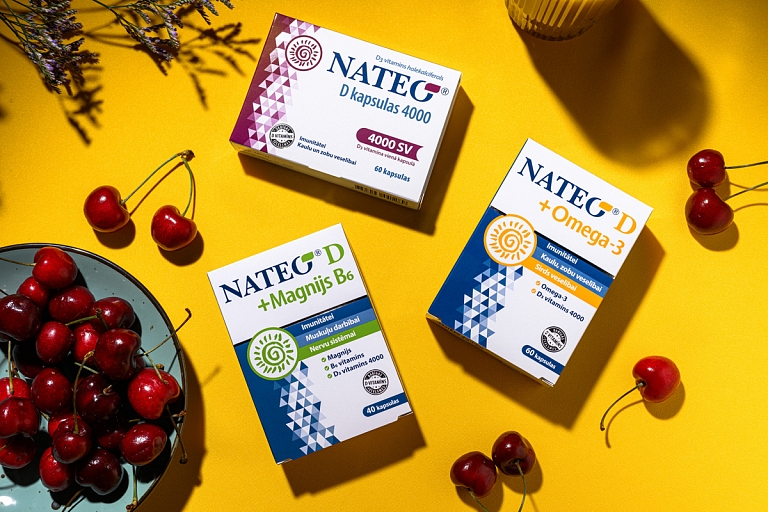 NATEO D vitamīns, omega 3, magnijs B6 4000 kapsulas