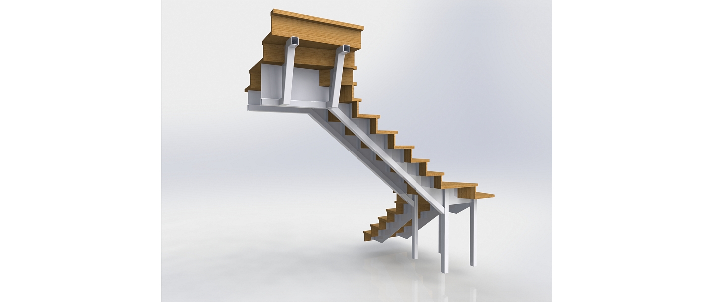 Non-standard steel staircase construction with individual design