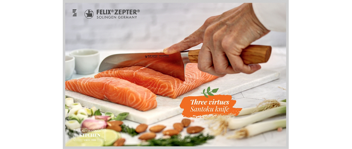 Olive wood SANTOKU knife, Zepter knife,