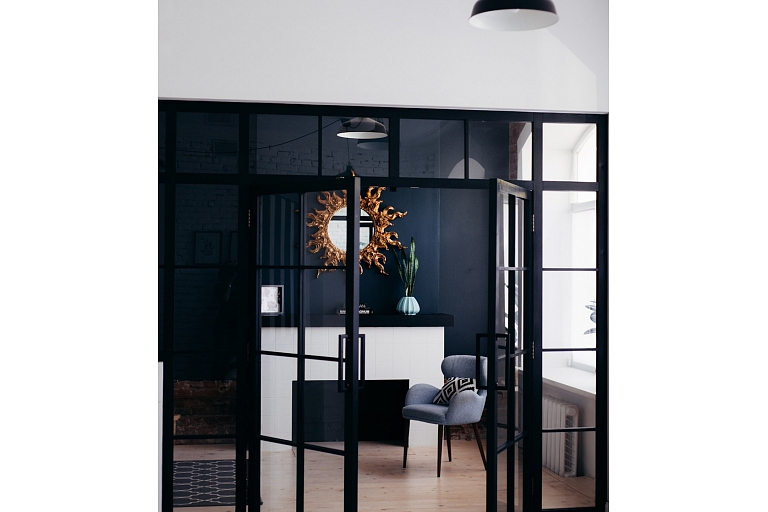 Metal and glass doors