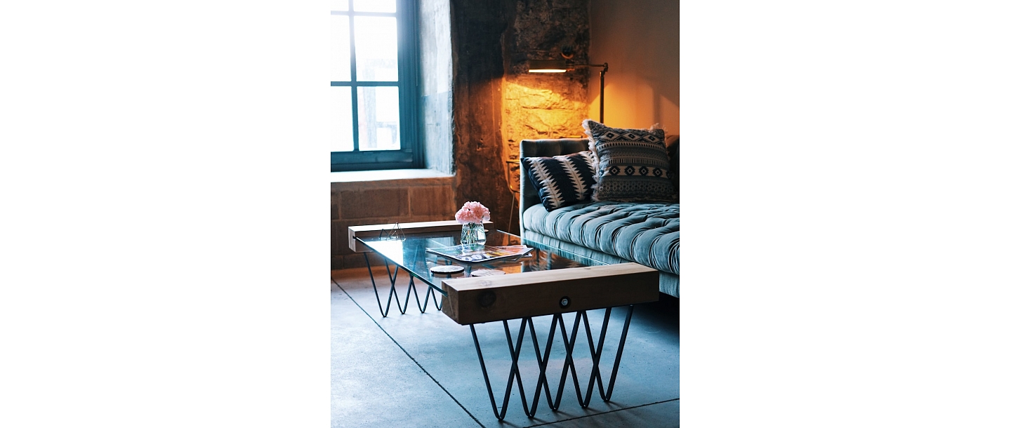 Industrial design table with metal structure