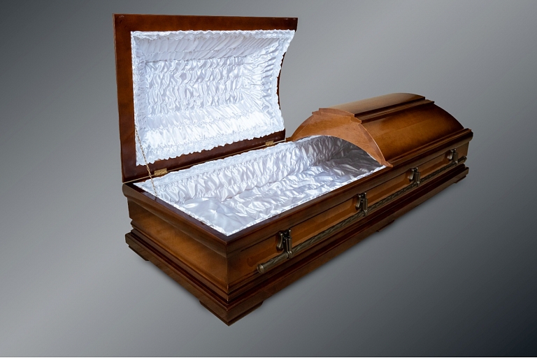 Silence VS – open coffin with white interior trim