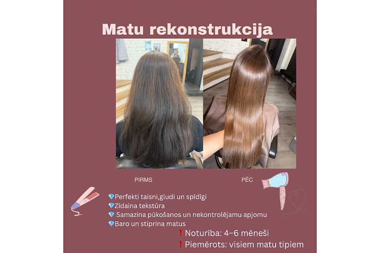 Aukstā botoksa procedūra bojātu un sausu matu kopšanai.