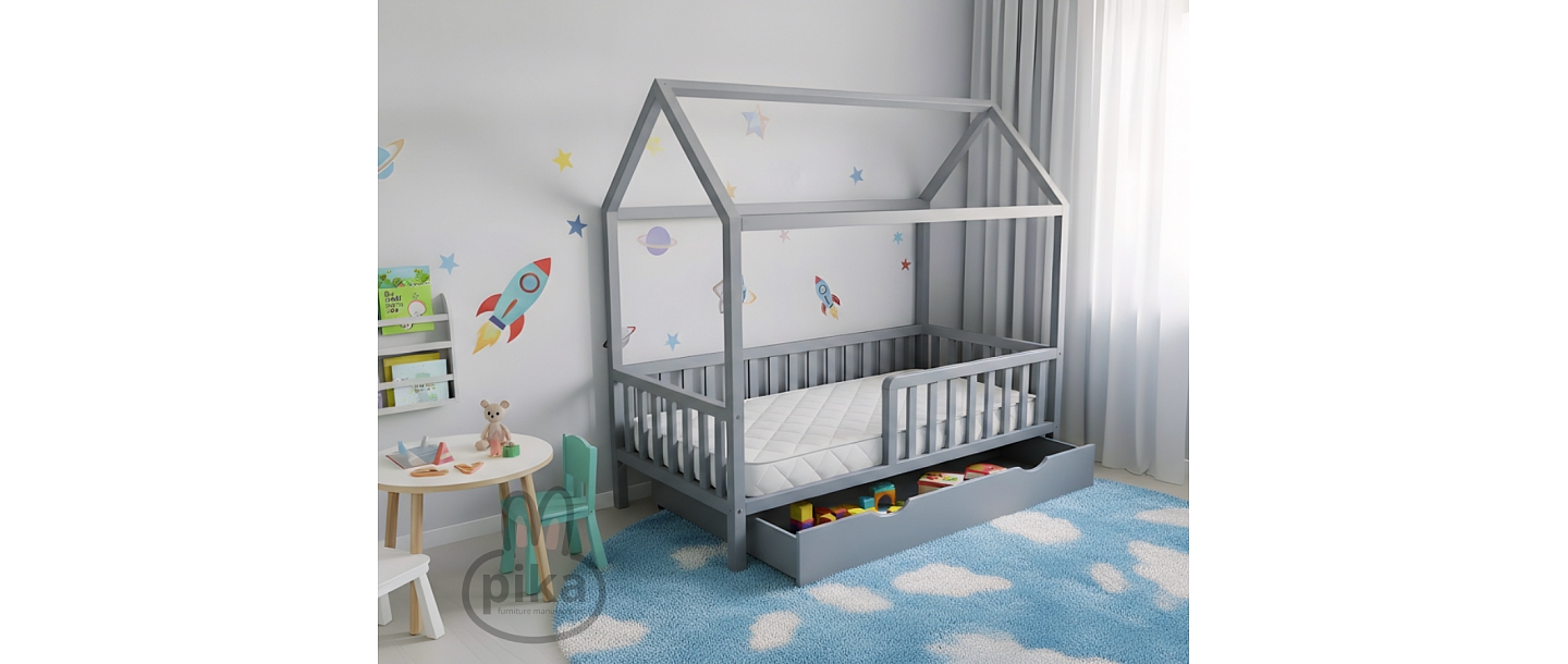 Home-style children&amp;#39;s bed, gray