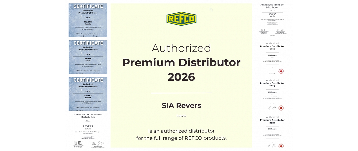 SIA FIRMA "REVERS" является авторизованным дистрибьютором REFCO MANUFACTURING premium