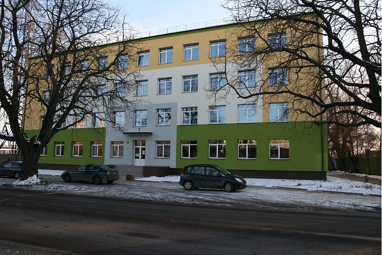 Renovated building facade