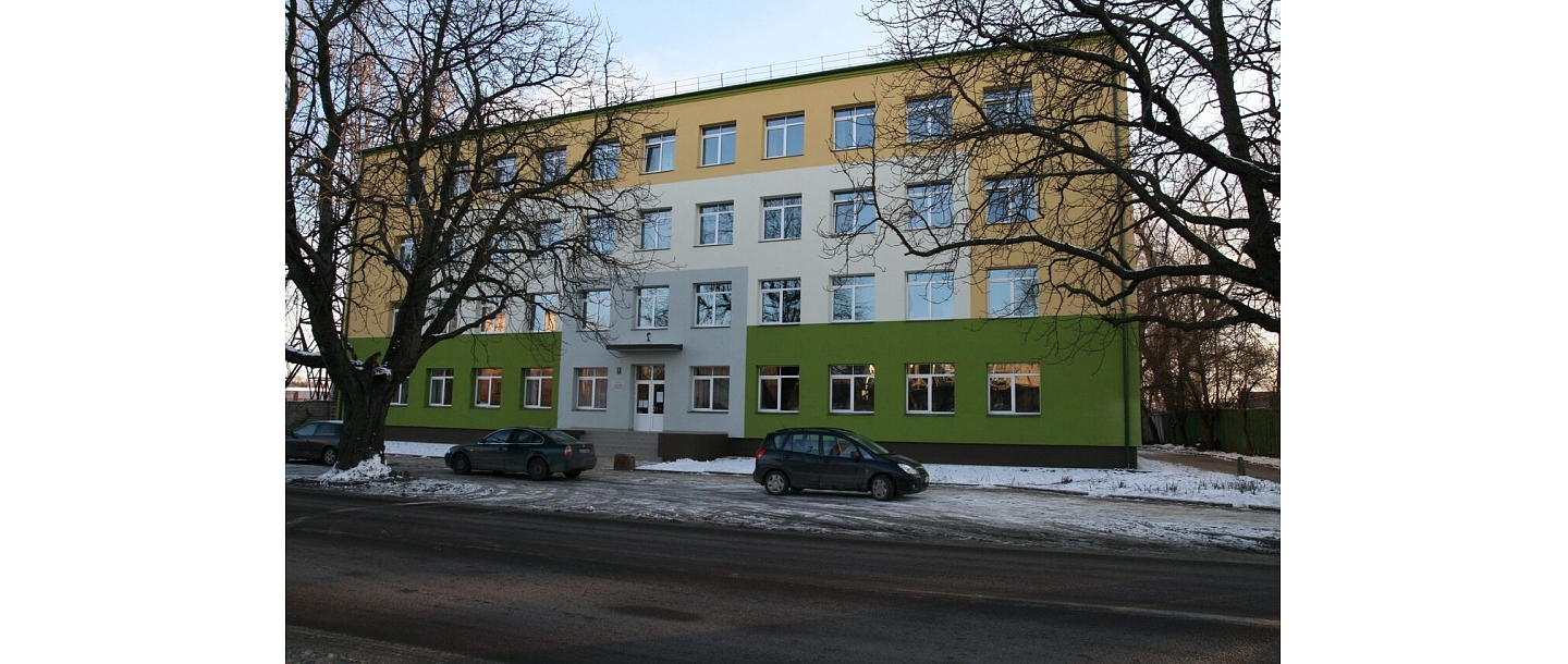 Renovated building facade