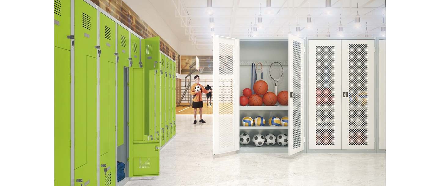 Cabinet for storing sports equipment