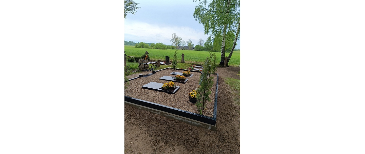 Grave landscaping with granite curbing