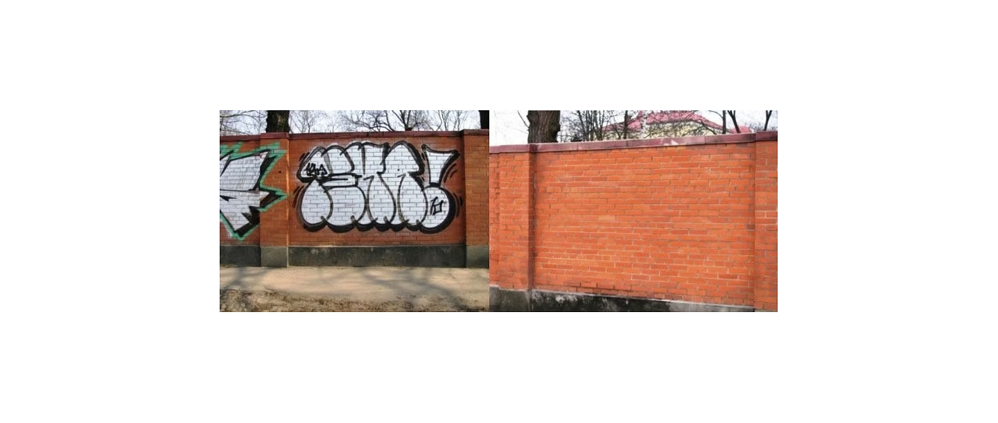 Graffiti removal with sandblasting