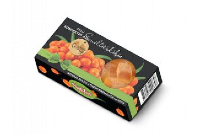 Dabīgo sulu konfektes “SMILTSĒRKŠĶIS” kastītē