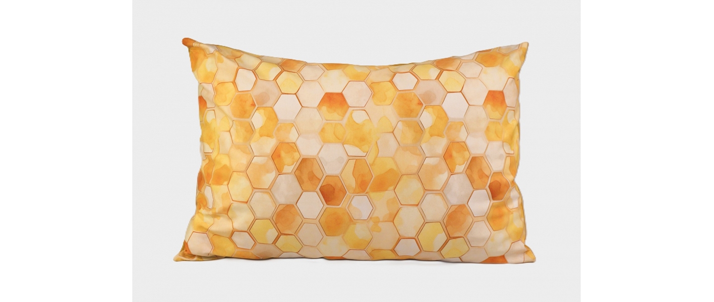 Pillowcase 50x70 knitwear, honeycombs, honey yellow