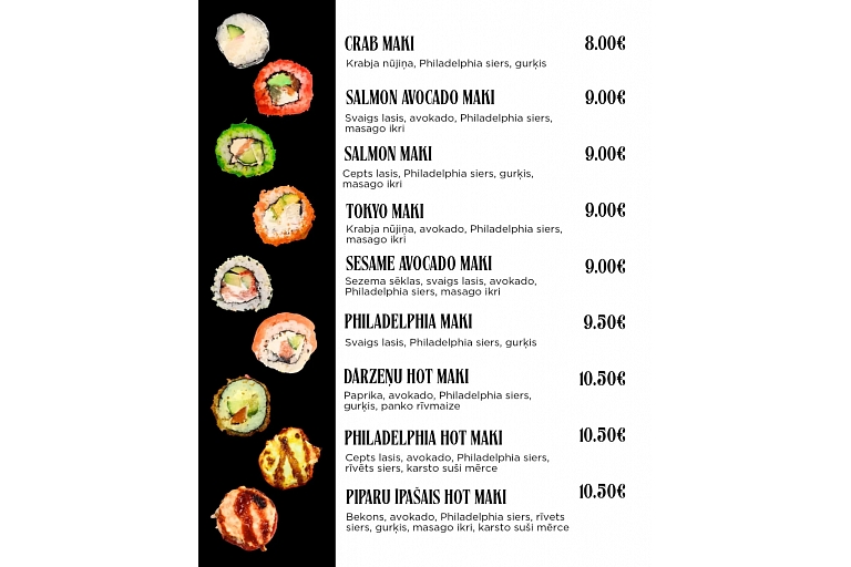 New! Three Peppers and Cakes - Sushi Menu
