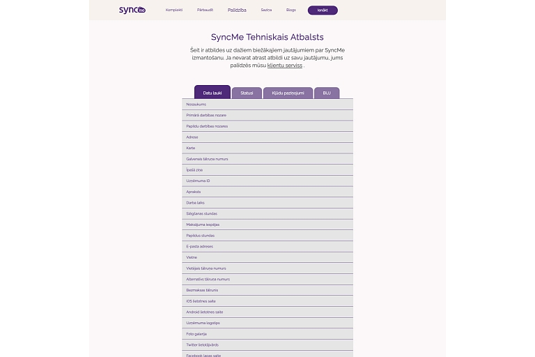 Syncme tehniskā palīdzība