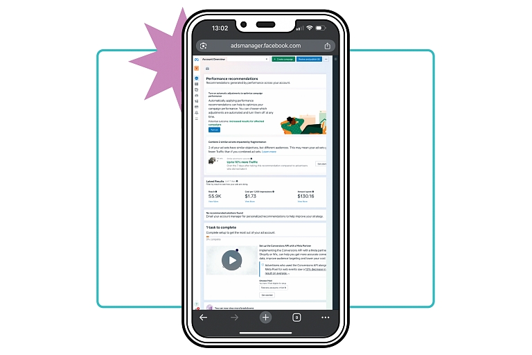 Veiktspējas uzlabošana ar Facebook Ads Manager, izmantojot ekspertu ieteikumus.