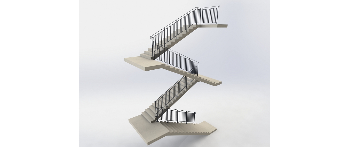 Steel railings for staircases of multi-storey buildings with safety standards